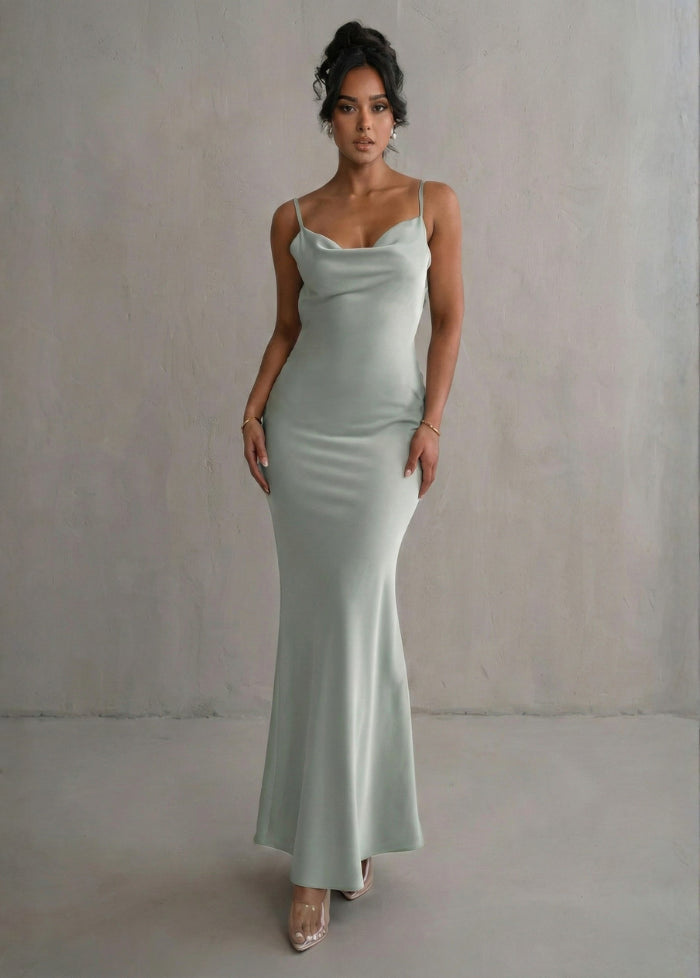 Backless bridesmaid dress Sage green / 4 My dress studio