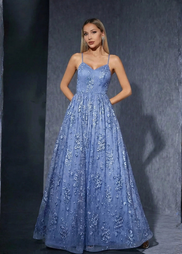 Blue floral prom dress My dress studio