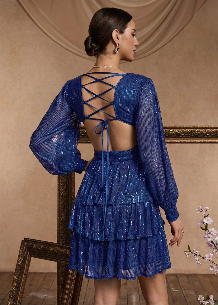 Blue sequin evening dress My dress studio