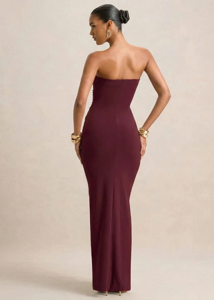 Burgundy strapless dress My dress studio