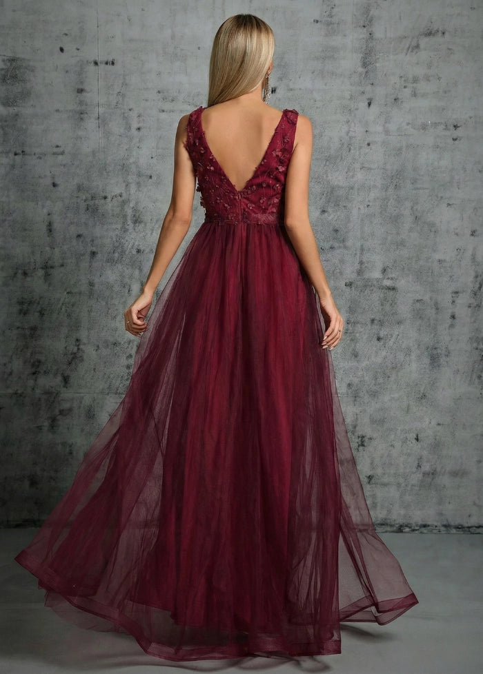Burgundy tulle ball gown My dress studio