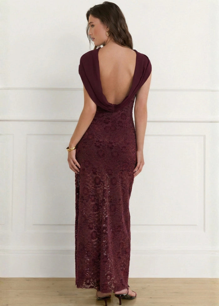 Burgundy velvet evening dress My dress studio