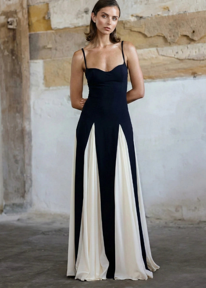 Chic black and white maxi dress My dress studio