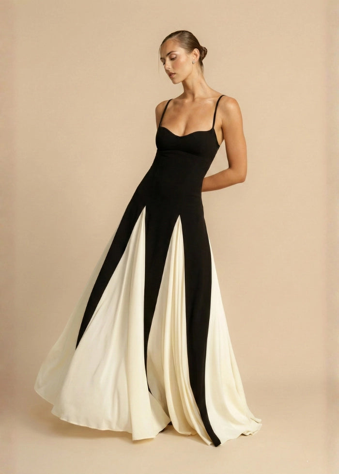 Chic black and white maxi dress My dress studio