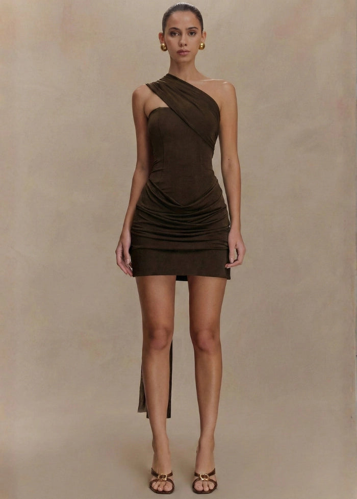 Chocolate brown mini dress My dress studio
