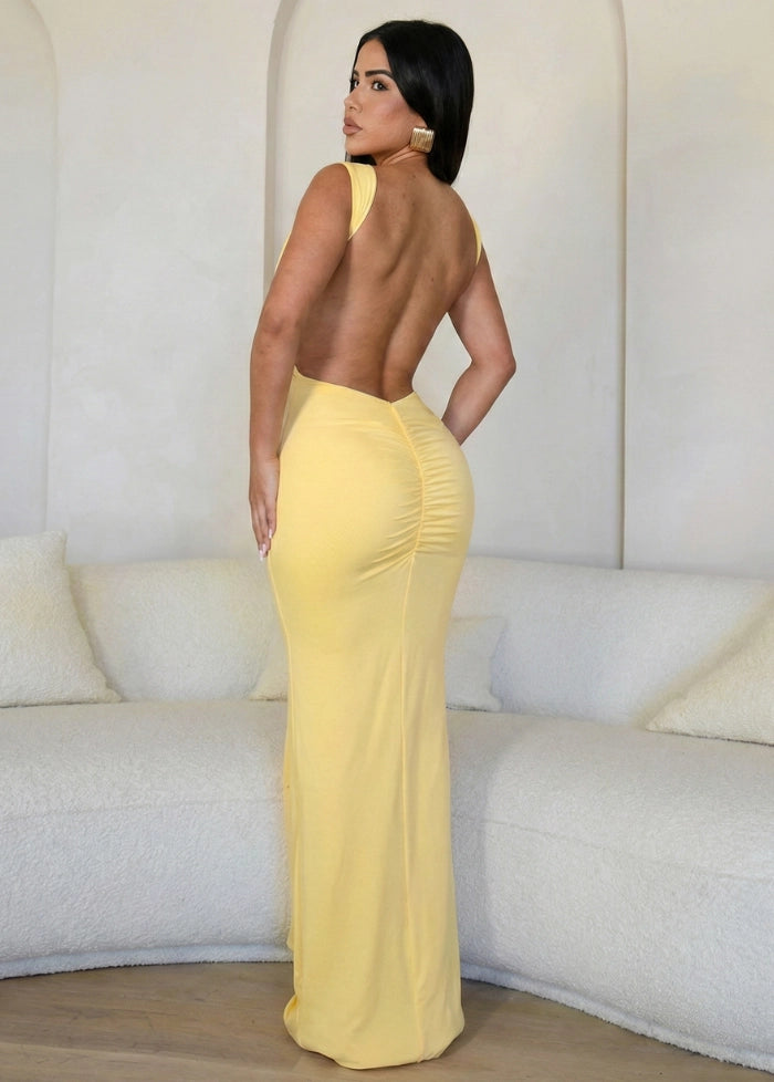 Draped yellow dress My dress studio