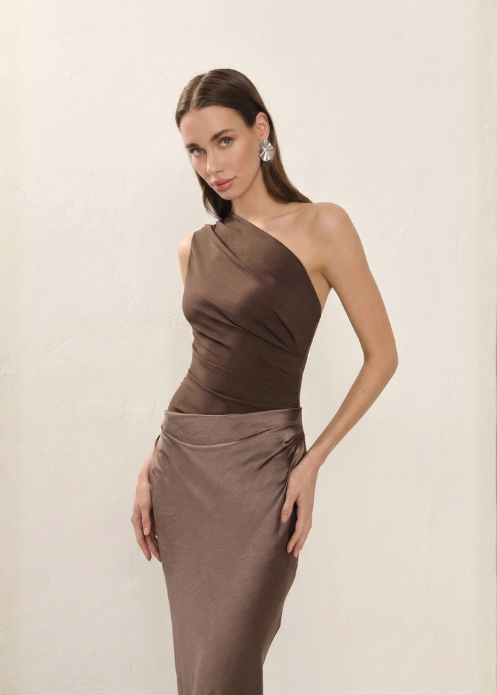 Gloss brown evening dress My dress studio