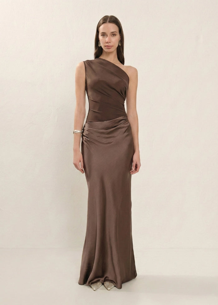 Gloss brown evening dress My dress studio