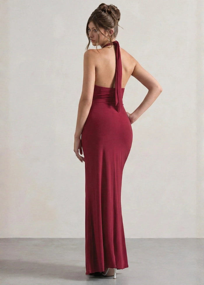Long red dress with neckline My dress studio