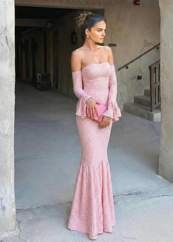 Pink lace mermaid dress My dress studio