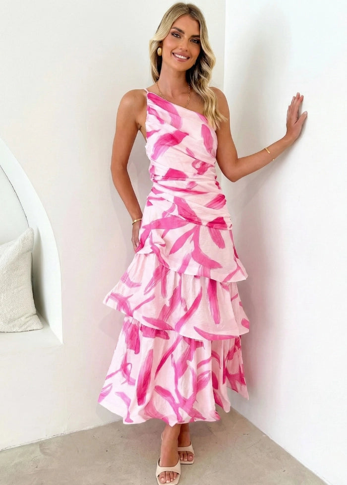 Pink ruffled cocktail dress My dress studio