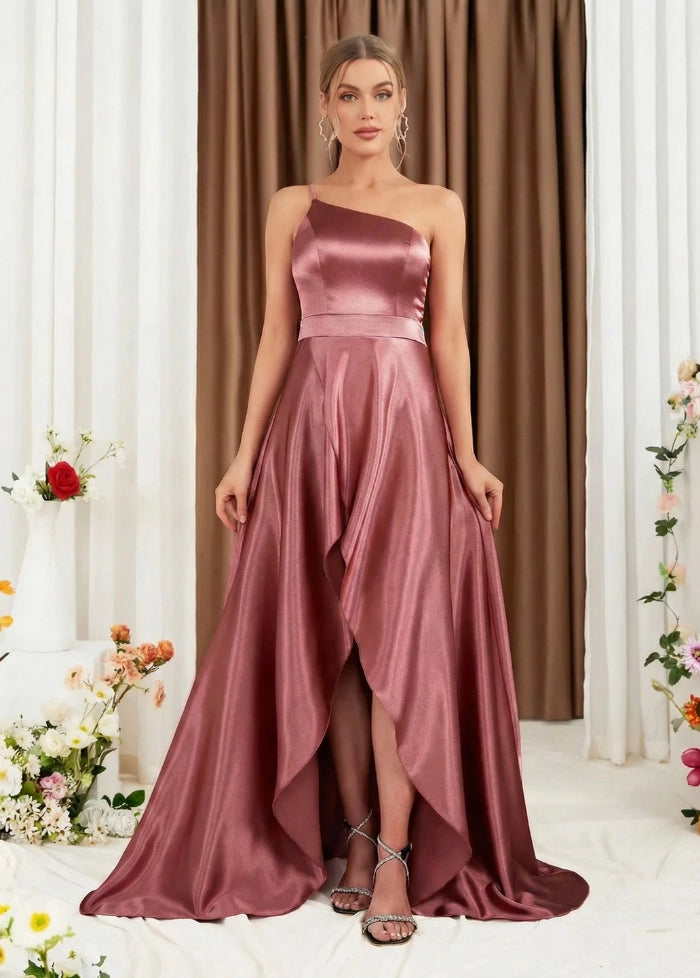 Pink satin bridesmaid dress My dress studio