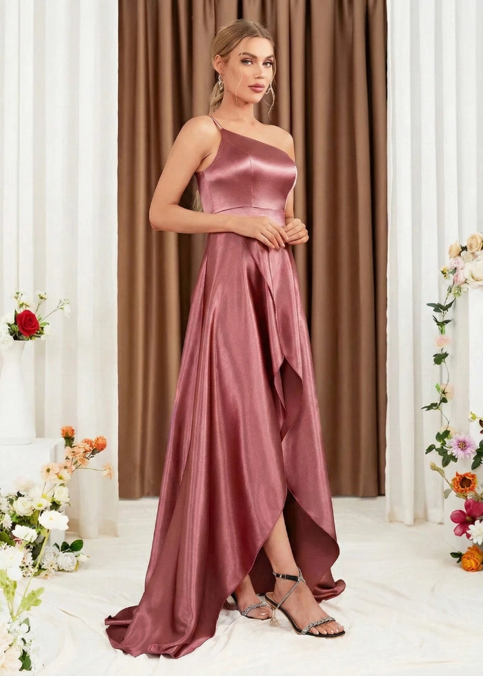 Pink satin bridesmaid dress My dress studio