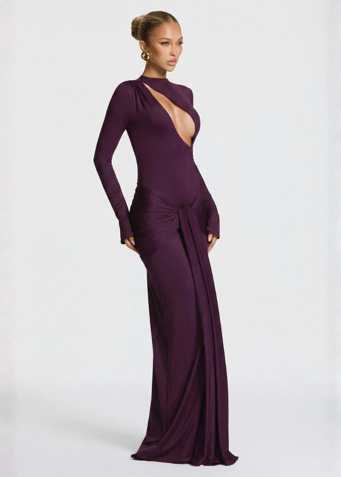 Plum maxi evening dress My dress studio