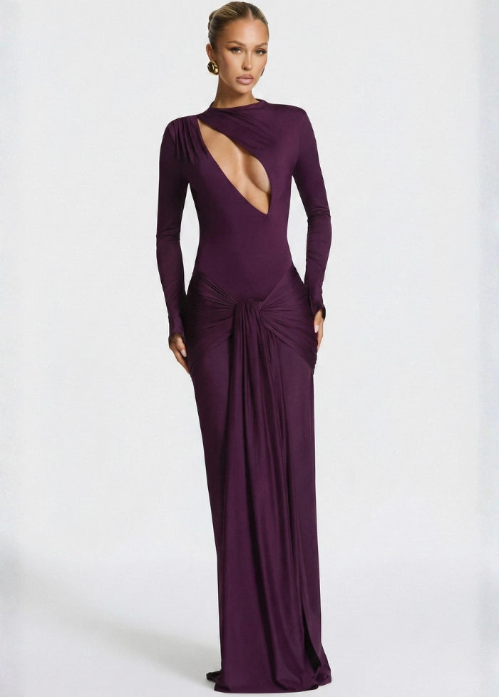 Plum maxi evening dress My dress studio