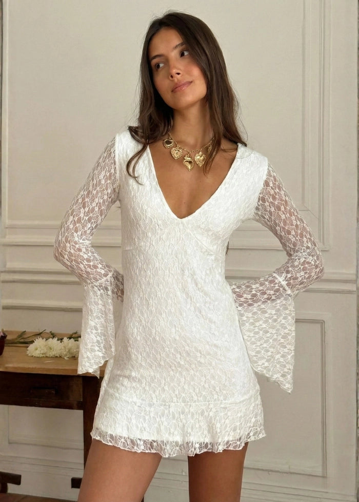 Short white lace dress My dress studio